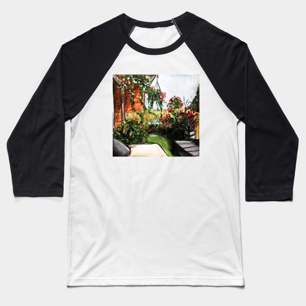 Flowery balcony Baseball T-Shirt by karolinapys_art